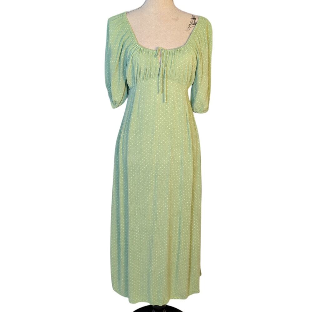 Billabong Green Polka Dot Midi Dress Cottagecore Prairie Boho S